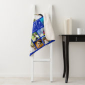 Modern AFSTUDEREN 19 Fotocollage Script Royal Blue Sherpa Deken (In situ)