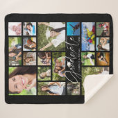 Modern AFSTUDEREN 19 Fotocollage Script Zwart Sherpa Deken (Voorkant (horizontaal))