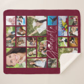 Modern AFSTUDEREN 19 Photo Collage Script Maroon Sherpa Deken (Voorkant (horizontaal))