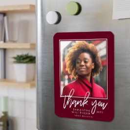 Modern Afstuderen 2022 Foto Burgundy Dank u Magneet