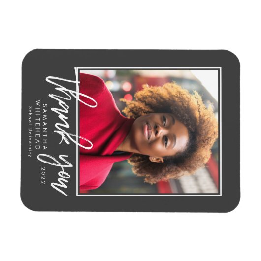 Modern Afstuderen 2022 Foto donkergrijs Hartelijk  Magneet (Horizontaal)