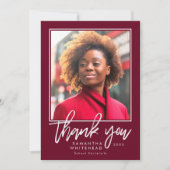 Modern Afstuderen 2022 Foto Navy Blue Hartelijk da Bedankkaart (Voorkant)