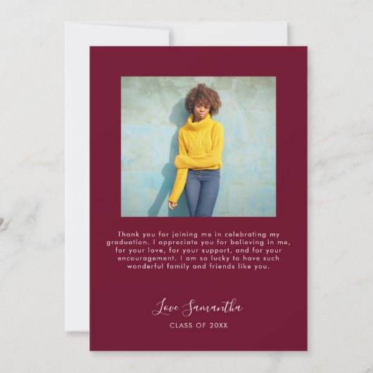 Modern Afstuderen 2022 Foto Navy Blue Hartelijk da Bedankkaart (Achterkant)