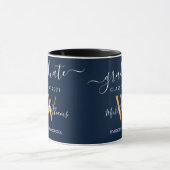 Modern Afstuderen 2023 Blauw Goud Monogram Naam Mok (Midden)