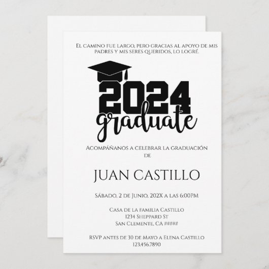 Modern Afstuderen 2024 uitnodigen Kaart (Voorkant / Achterkant)