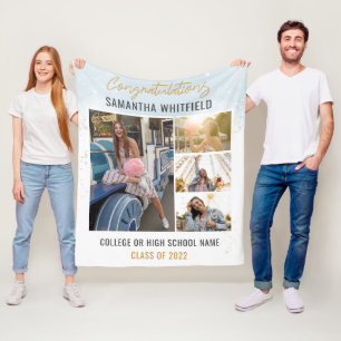 Modern Afstuderen 2025 Fotocollage Keepsake Fleece Deken