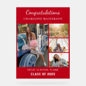 Modern Afstuderen 2025 Fotocollage Rood Acryl Bord (Voorkant)