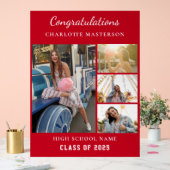 Modern Afstuderen 2025 Fotocollage Rood Acryl Bord (Huwelijk)