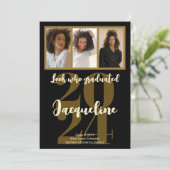 Modern Afstuderen 2025 Gold Script Fotocollage Aankondiging (Staand voorkant)