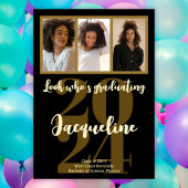 Modern Afstuderen 2025 Gold Script Fotocollage Kaart