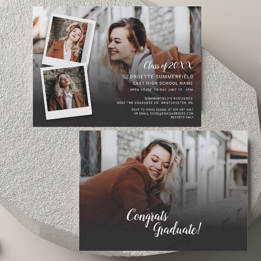 Modern Afstuderen 2025 open huis mini-uitnodiging Informatiekaartje