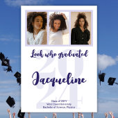 Modern Afstuderen 2025 Paarse Script Fotocollage Aankondiging