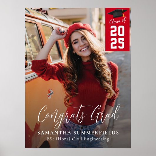 Modern Afstuderen 2025 Photo Script Afstudeerder P Poster (Voorkant)