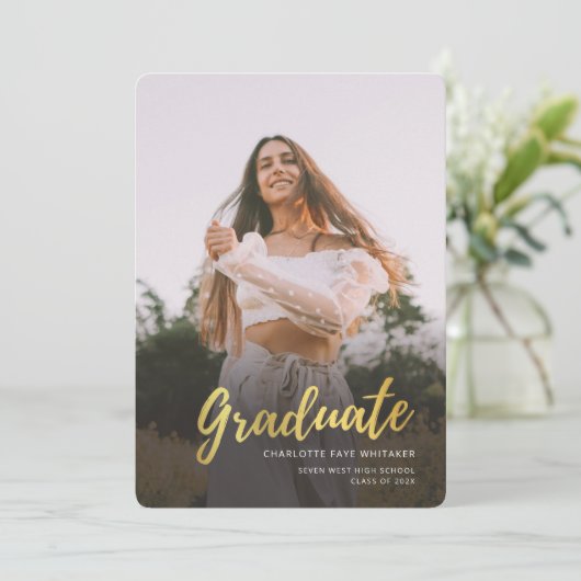 Modern Afstuderen 2025 Script Foto Aankondiging (Staand voorkant)