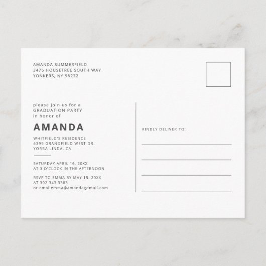 Modern Afstuderen 2025 Script Photo Party Uitnodiging Briefkaart (Achterkant)