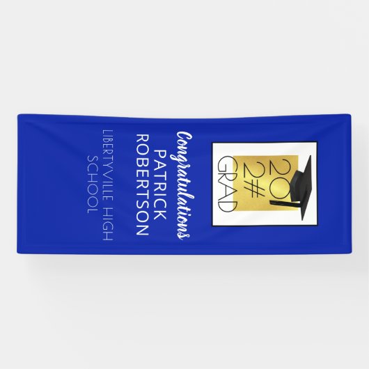 Modern Afstuderen 20XX AFSTUDEERDER Royal Blue & G Spandoek (Horizontaal)