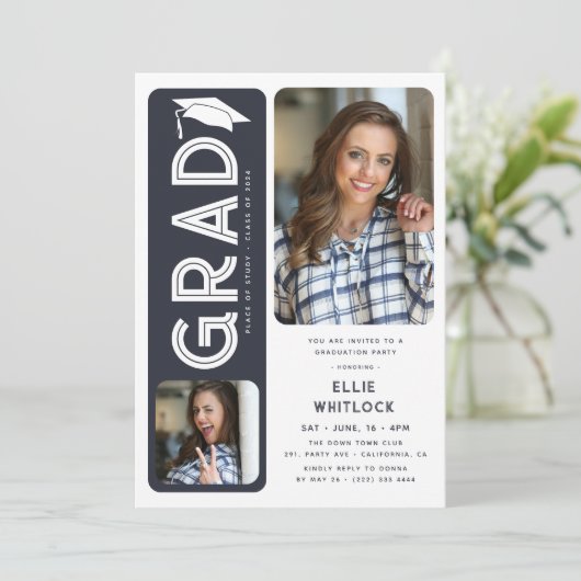 Modern Afstuderen 2 foto afstudeerfeest Kaart (Staand voorkant)