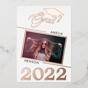 Modern Afstuderen 2 Foto Afstuderen Roos Gold Folie Uitnodiging