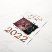 Modern Afstuderen 2 Foto Afstuderen Roos Gold Folie Uitnodiging (Gedraaid)