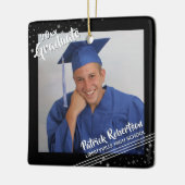 Modern Afstuderen 2 foto's Brush Script Black Star Keramisch Ornament (Links)