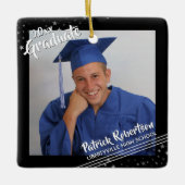 Modern Afstuderen 2 foto's Brush Script Black Star Keramisch Ornament (Voorkant)