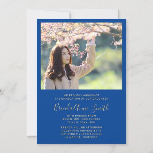 Modern Afstuderen 2 Pet met foto Gold Script op bl Aankondiging (Achterkant)