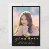 Modern Afstuderen 2 Pet met foto Gold Script op zw Aankondiging (Voorkant)