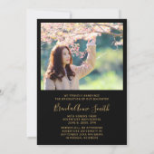 Modern Afstuderen 2 Pet met foto Gold Script op zw Aankondiging (Achterkant)