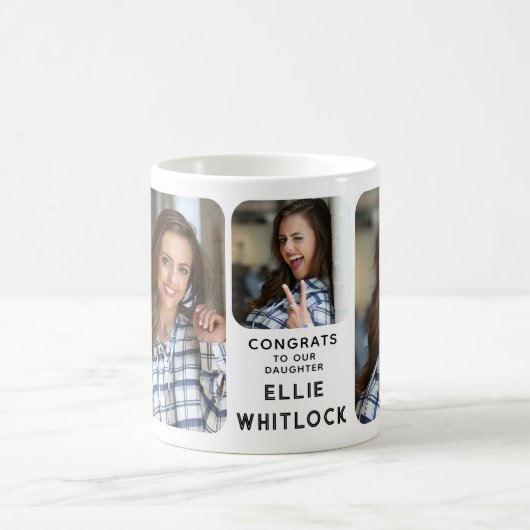 Modern Afstuderen 3 Foto Afstuderen Keepake Gift Koffiemok (Center)