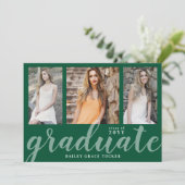 Modern Afstuderen 3-foto Collage Green Afstuderen Aankondiging (Staand voorkant)