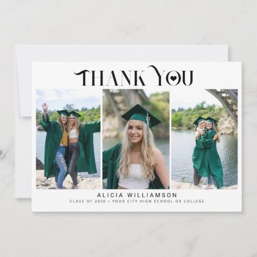 Modern afstuderen 3 fotocollage dank u kaart (Voorkant)