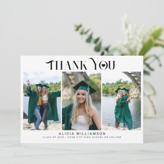 Modern afstuderen 3 fotocollage dank u kaart (Staand voorkant)