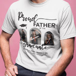 Modern Afstuderen | 3 Fotocollage T-Shirt<br><div class="desc">Viel je afstuderen met deze moderne, bedekte 3 foto's trotse vaders overhemden. Met een witte achtergrond, een script dat 'PROUD FATHER OF THE AFSTUDEREN' leest, is je favoriete afstuderen foto's in de vorm van arches en gepersonaliseerd met hun naam, je school/college naam en de klasse van 20XX. Het ontwerp kan...</div>