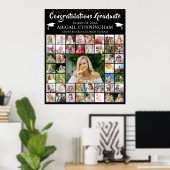 Modern Afstuderen 45 Fotocollage Confetti Custom Poster (Thuiskantoor)