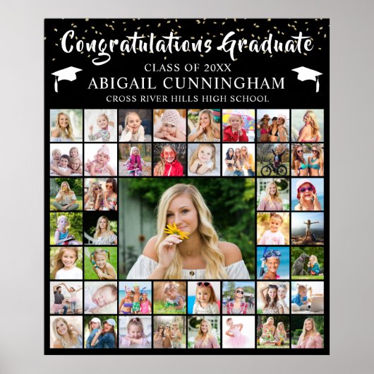 Modern Afstuderen 45 Fotocollage Confetti Custom Poster (Voorkant)