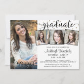 Modern Afstuderen 4 Foto Collage Confetti Party Kaart (Voorkant)