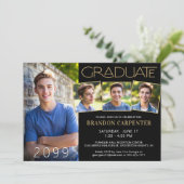 Modern Afstuderen 4 foto zwart goud Kaart (Staand voorkant)