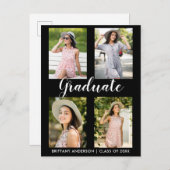 Modern Afstuderen 4 Fotoaankondiging Aankondigingskaart (Voorkant / Achterkant)