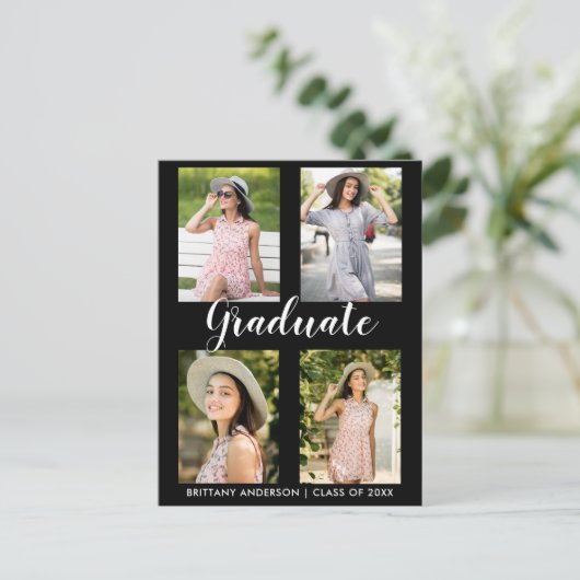 Modern Afstuderen 4 Fotoaankondiging Aankondigingskaart (Staand voorkant)