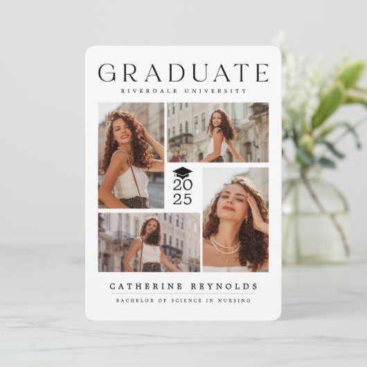 Modern Afstuderen 4 foto's Afstuderen Aankondiging (Staand voorkant)