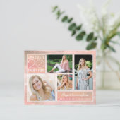 Modern Afstuderen 4 foto's Blush Waterverf Briefkaart (Staand voorkant)
