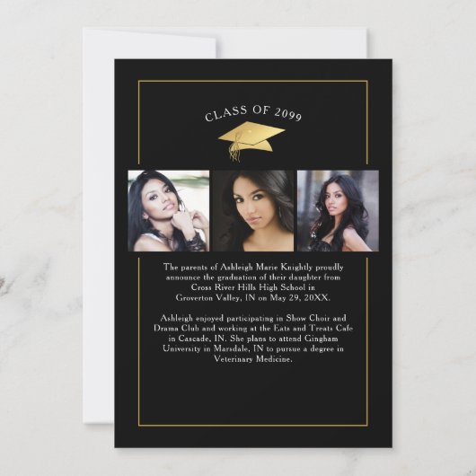 Modern Afstuderen 4 foto's Handgeschreven Script Z Aankondiging (Achterkant)