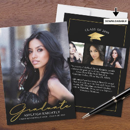 Modern Afstuderen 4 foto's Handgeschreven Script Z Aankondiging