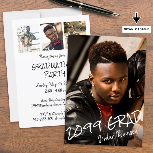 Modern Afstuderen 4 foto's met de hand geschreven Kaart