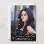 Modern Afstuderen 4 foto's Script Zwart Goud Aankondiging (Voorkant)