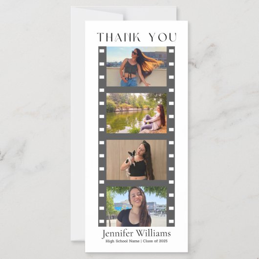 Modern afstuderen 4 foto's stand Dank u magneet Magnetische Uitnodiging (Voorkant)