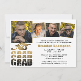 Modern Afstuderen 4 foto's Zwart Goud Gradiënt Kaart