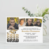 Modern Afstuderen 4 foto's Zwart Goud Gradiënt Kaart (Staand voorkant)