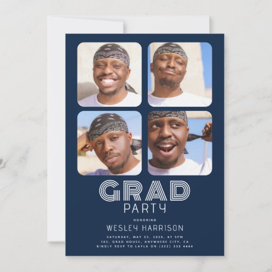 Modern Afstuderen 4x fotocollage AFSTUDEERDER Part Kaart (Voorkant)