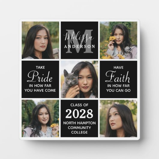 Modern Afstuderen 5 Photo Collage Black Afstuderen Fotoplaat (Voorkant)